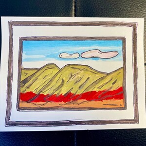 Bloco de impressão de Painted Hills e cartão de felicitações em branco pintado à mão (conjunto de 10)