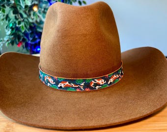 Loomed Seed Bead Scenic Koi Fish Hatband