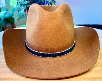 Beaded Loomed Blue Bugle Bead Hatband