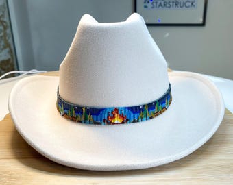 Loomed Seed Bead Scenic Mountains and Trees Hatband
