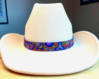 Loomed Seed Bead Orchids Hatband