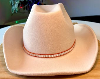 Beaded Loomed Silver and Orange Bugle Bead Hatband