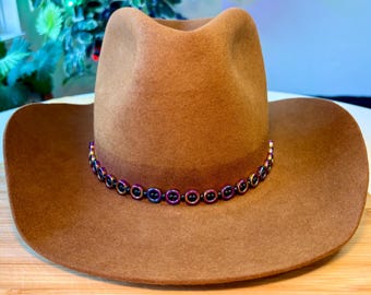 Beaded Purple and Black Rings Hatband