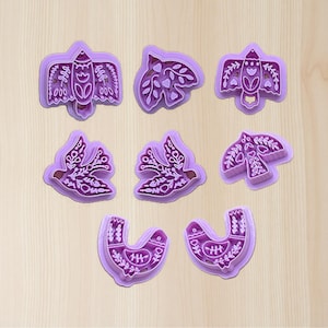 Cortadores de galletas de pájaros con arte popular bohemio (varios estilos): ideales para galletas, cerámica, arcilla polimérica y fondant.