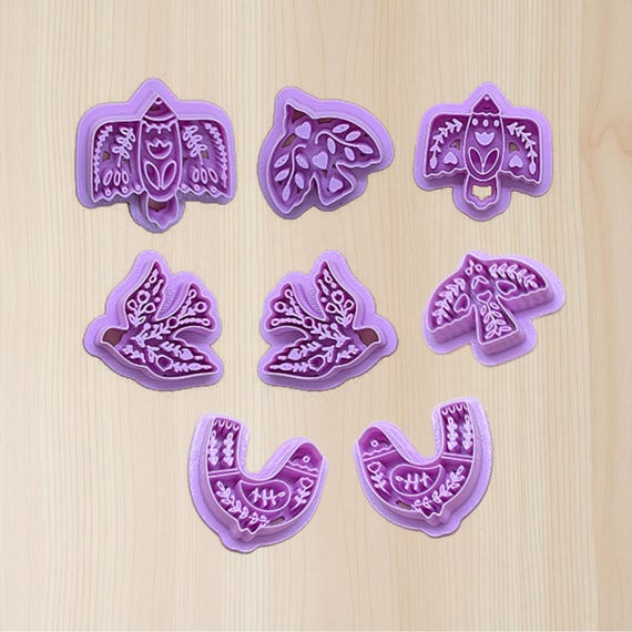Boho Folk Art Birds Cookie Cutters (Multiple Style Options): Ideal for Cookies, Ceramics, Pottery, Polymer Clay, Fondant