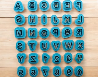 Rounded Font Alphabet Cookie Cutter Set: 3D Printed, 36 Piece