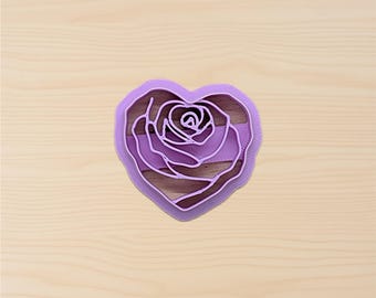 Heart Rose Cookie Cutter for Cookies, Ceramics, Pottery, Polymer Clay, and Fondant