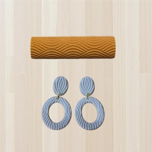 Abstract Waves Texture Roller for Cookies, Fondant, Polymer Clay | Embossing Tool for Baking & Crafts