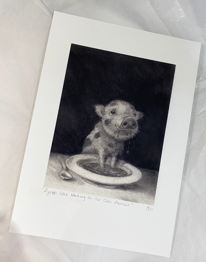 Piglet Was Working On Her Table Manners Giclee Print A4