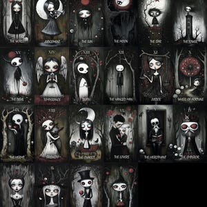 Gothic Tarot of Shadows: 22 Unique Creepy Cards with Dark Enchantment | 1 file gift | pretty creepy tarot