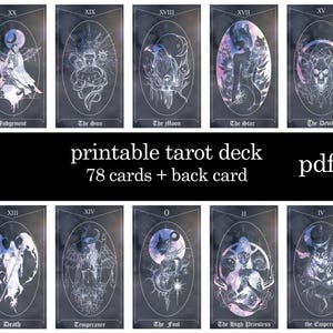 Printable tarot deck, tarot deck, full 78 cards, digital tarot
