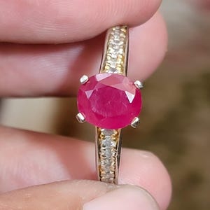 Ruby ring, Red Women's ruby ring, Silver ring, Ruby Gemstone ring, Engagement ring, Natural ruby ring, Anniversary gift for her Womens rings