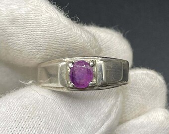 Bague en argent sterling rubis rouge pour homme : argent sterling 925 gravé Yaqut | Bague Yaqoot pour homme | Bague rubis rouge | Bague fantaisie | Bague faite main