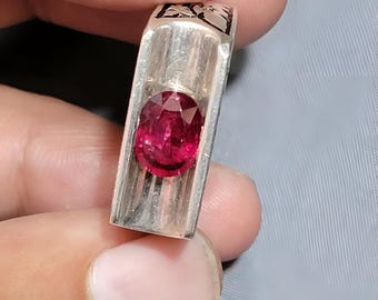 Bague en rubis, bague en rubis pour homme rouge, bague en argent, bague en rubis, bague de fiançailles, bague en rubis naturel, cadeau d'anniversaire pour lui, bagues pour homme