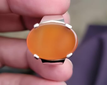 Bague en agate brune, bague en argent sterling, bagues pour homme, cadeau d'anniversaire pour lui, bague en pierres précieuses, bague faite main, bague yéménite Aqeeq