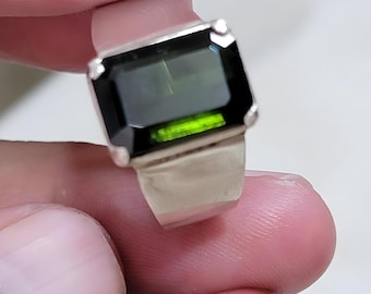 Bague tourmaline verte Bague tourmaline pour homme Bague avec pierres précieuses Bague en argent sterling Cadeau d'anniversaire pour lui Bague de fiançailles