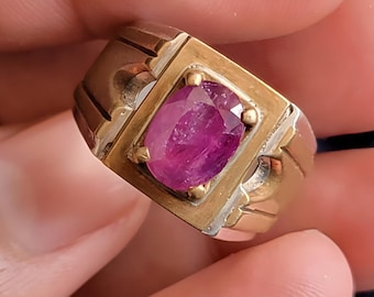 Bague en rubis naturel, bague en rubis pour homme rouge, bague en argent, bague en rubis avec pierres précieuses, bague de fiançailles, bague en rubis naturel, cadeau d'anniversaire pour lui, bagues pour homme