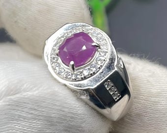 Real Ruby Ring for Men Yaqut 925 Sterling Silver Ring | Yaqoot Ring for Men | Red Ruby Ring | Fancy Ring Handmade Islamic Ring gift for him