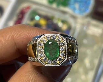 Bague en argent avec pierre émeraude verte pour homme bagues pour homme émeraude émeraude Swat bagues pour homme en argent 925 estampé bague en zamurd pour homme
