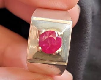Bague en rubis naturel, bague en rubis pour homme rouge, bague en argent, bague en rubis avec pierres précieuses, bague de fiançailles, bague en rubis naturel, cadeau d'anniversaire pour lui, bagues pour homme