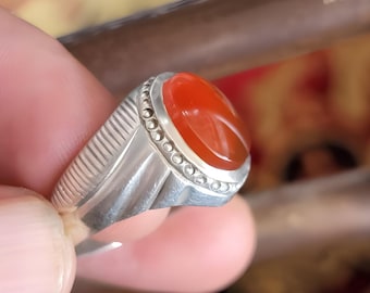 Bague en agate brune, bague en argent sterling, bagues pour homme, cadeau d'anniversaire pour lui, bague en pierres précieuses, bague faite main, bague yéménite Aqeeq