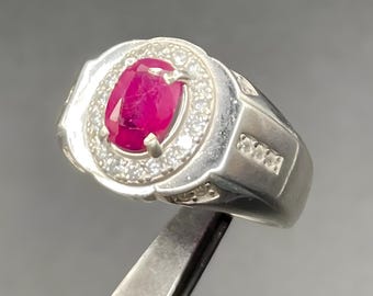 Bague en rubis véritable pour homme Bague en argent sterling Yaqut 925 | Bague Yaqoot pour homme | Bague rubis rouge | Bague fantaisie faite main bague islamique cadeau pour lui