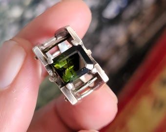 Turmalinring Grüner Turmalin Ring Herrenringe Edelsteinring Sterling-Silberringe Jubiläumsgeschenk für ihn Verlobungsring Statementring