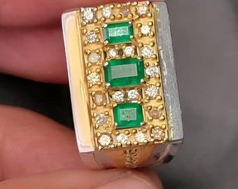 Smaragdring, Natürlicher Smaragdring, Herrenringe, Edelsteinring Sterlingsilberringe Jahrestagsgeschenk für ihn Verlobungsring Statementringe