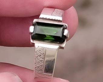Turmalinring Grüner Turmalin Ring Herrenringe Edelsteinring Sterling-Silberringe Jubiläumsgeschenk für ihn Verlobungsring Statementring