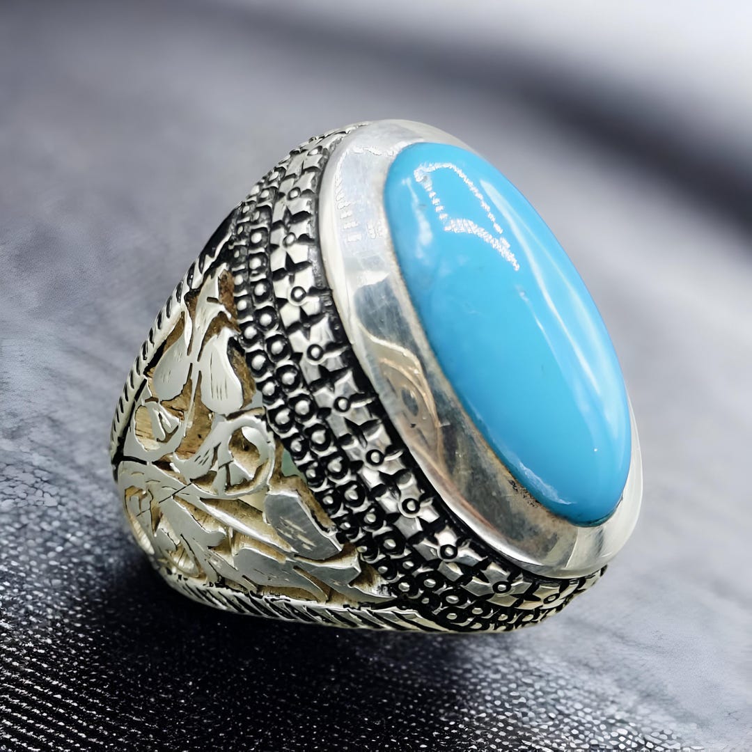 Mens Turquoise Ring in 925 Sterling Silver-turquoise Wedding Ring ...