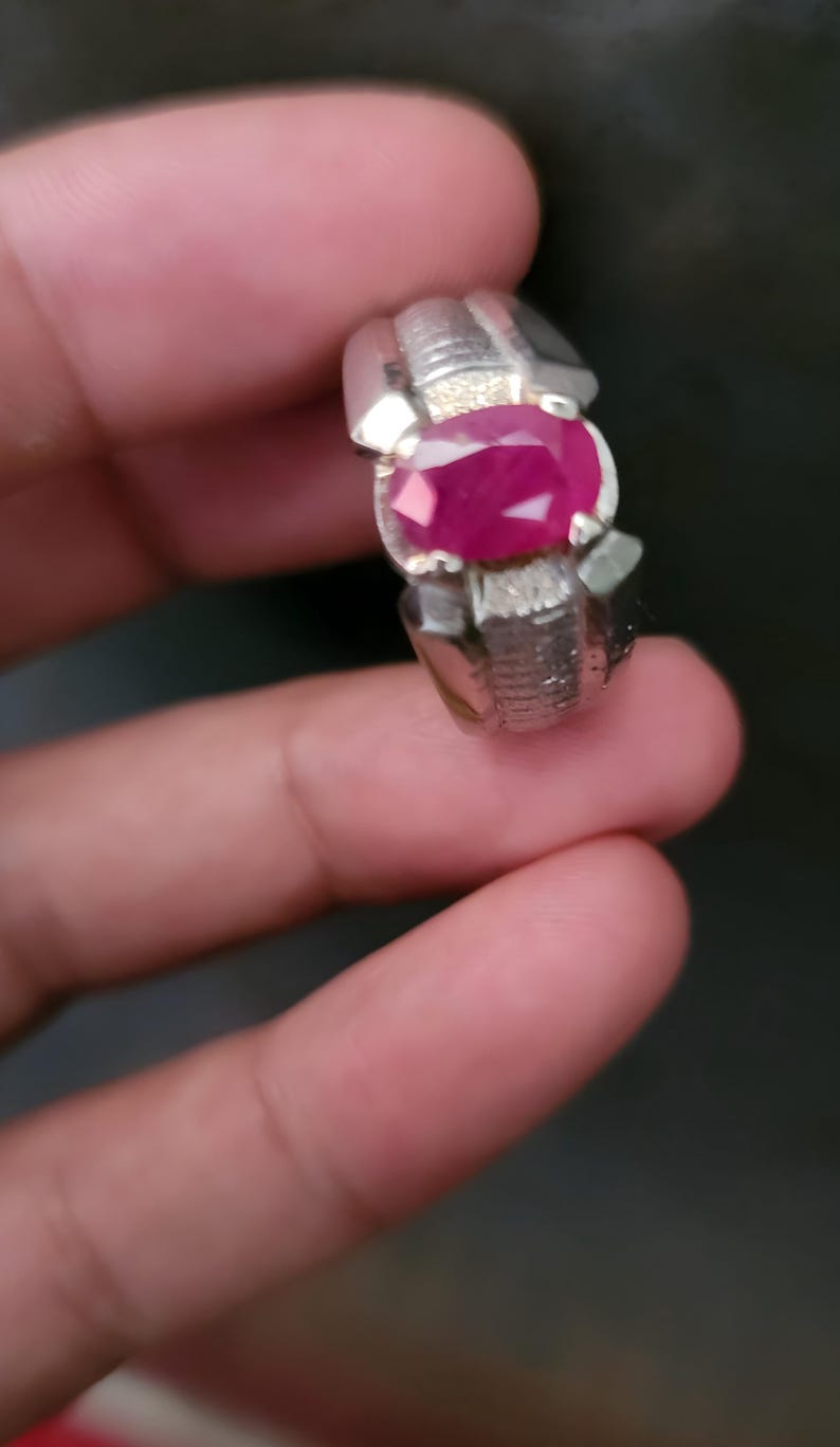 Ruby ring, Red Mens ruby ring, Silver ring, Ruby Gemstone ring, Engagement ring, Natural ruby ring, Anniversary gift for him, Mens rings