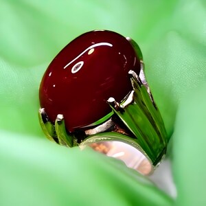 Handcrafted Brown Agate Stone Ring: 925 Sterling Silver Yemeni Aqeeq