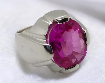 Bague rubis synthétique fabriquée à la main pour homme : argent sterling 925