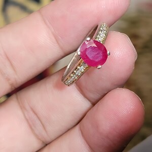 Ruby ring, Red Women's ruby ring, Silver ring, Ruby Gemstone ring, Engagement ring, Natural ruby ring, Anniversary gift for her Womens rings