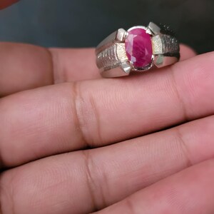 Ruby ring, Red Mens ruby ring, Silver ring, Ruby Gemstone ring, Engagement ring, Natural ruby ring, Anniversary gift for him, Mens rings
