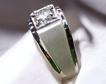 Bague de fiançailles en moissanite pour homme : alliance en argent sterling 925