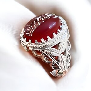 Handmade Brown Agate Sterling Silver Ring - Yemeni Aqeeq