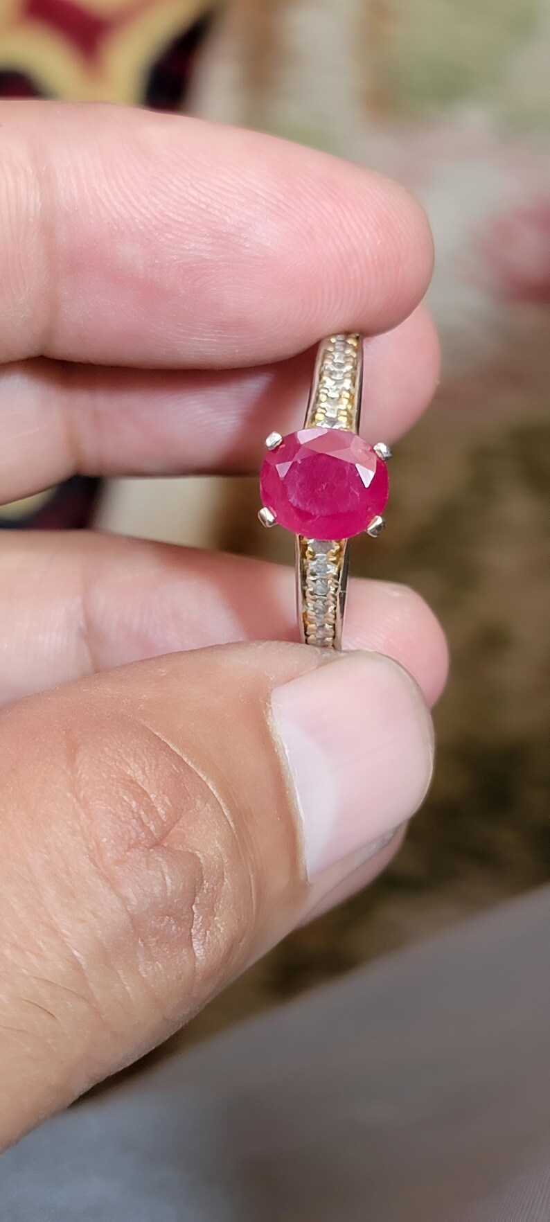 Ruby ring, Red Women's ruby ring, Silver ring, Ruby Gemstone ring, Engagement ring, Natural ruby ring, Anniversary gift for her Womens rings