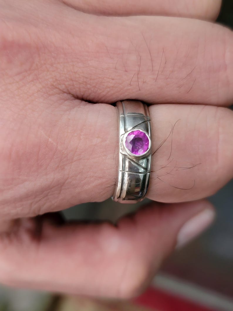 Ruby ring, Red Mens ruby ring, Silver ring, Ruby Gemstone ring, Engagement ring, Natural ruby ring, Anniversary gift for him, Mens rings