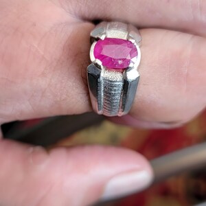 Ruby ring, Red Mens ruby ring, Silver ring, Ruby Gemstone ring, Engagement ring, Natural ruby ring, Anniversary gift for him, Mens rings