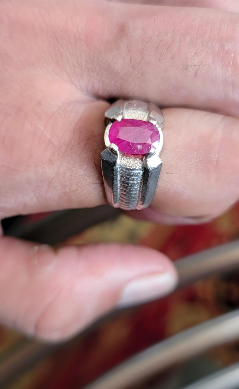 Ruby ring, Red Mens ruby ring, Silver ring, Ruby Gemstone ring, Engagement ring, Natural ruby ring, Anniversary gift for him, Mens rings