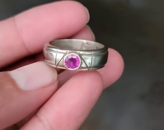 Ruby ring, Red Mens ruby ring, Silver ring, Ruby Gemstone ring, Engagement ring, Natural ruby ring, Anniversary gift for him, Mens rings