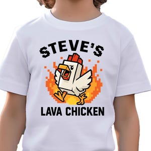 Steve&#39;s Lava Chicken T-Shirt: Funny Pixel Art Gaming Tee