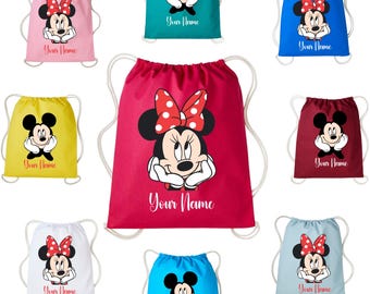 Bolsa de gimnasio personalizada de Mickey Mouse: bolsa de algodón con cordón de dibujos animados