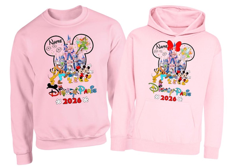 Personalised Disneyland Paris 2026 family Vacation Hoodie Jumper, Matching Disney Sweatshirts, Custom Mickey Minnie Unisex Adult Kids Top