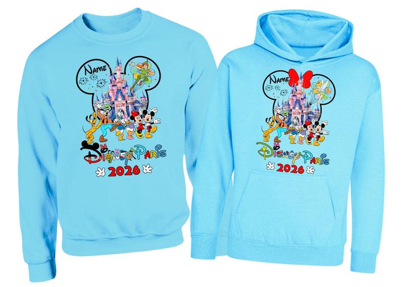Personalised Disneyland Paris 2026 family Vacation Hoodie Jumper, Matching Disney Sweatshirts, Custom Mickey Minnie Unisex Adult Kids Top