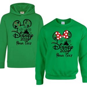 Disney 2026 Hoodie or Sweatshirt, Personalized Your Text Disney Trip Sweater, Mickey Minnie Matching Family Vacation Castle Fireworks 2026 Apparel
