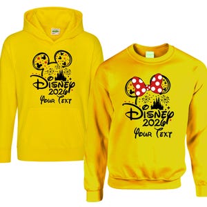 Disney 2026 Hoodie or Sweatshirt, Personalized Your Text Disney Trip Sweater, Mickey Minnie Matching Family Vacation Castle Fireworks 2026 Apparel