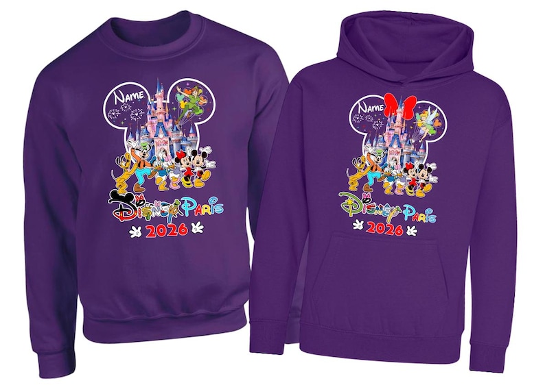 Personalised Disneyland Paris 2026 family Vacation Hoodie Jumper, Matching Disney Sweatshirts, Custom Mickey Minnie Unisex Adult Kids Top