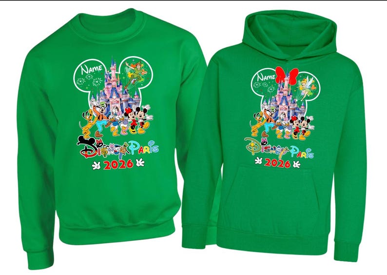 Personalised Disneyland Paris 2026 family Vacation Hoodie Jumper, Matching Disney Sweatshirts, Custom Mickey Minnie Unisex Adult Kids Top